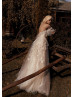 Off Shoulder Embroidered Lace Tulle Floral Wedding Dress